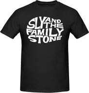 Koszulki męskie - Sly Rock and The Family Music Stone Band Logo Koszulka Męska koszulka na co dzień Bawełniane koszulki z krótkim rękawem z okrągłym dekoltem Czarne ... - miniaturka - grafika 1