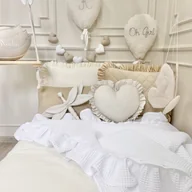 Koce i narzuty dla dzieci - LEKKA NARZUTA 120x200cm WAFELKOWA BIAŁA Z FALBANKĄ - miniaturka - grafika 1