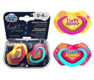 Smoczki uspokajające - CANPOL BABIES SMOCZEK SYMETRYCZNY NEON LOVE 0-6m 2szt. - miniaturka - grafika 1
