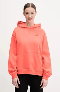 New Balance bluza bawełniana damska kolor pomarańczowy z kapturem gładka WT41537DTR - Bluzy damskie - miniaturka - grafika 1