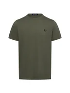 Koszulki męskie - Fred Perry T-shirt męski Mężczyźni Bawełna zielony jednolity, S - miniaturka - grafika 1