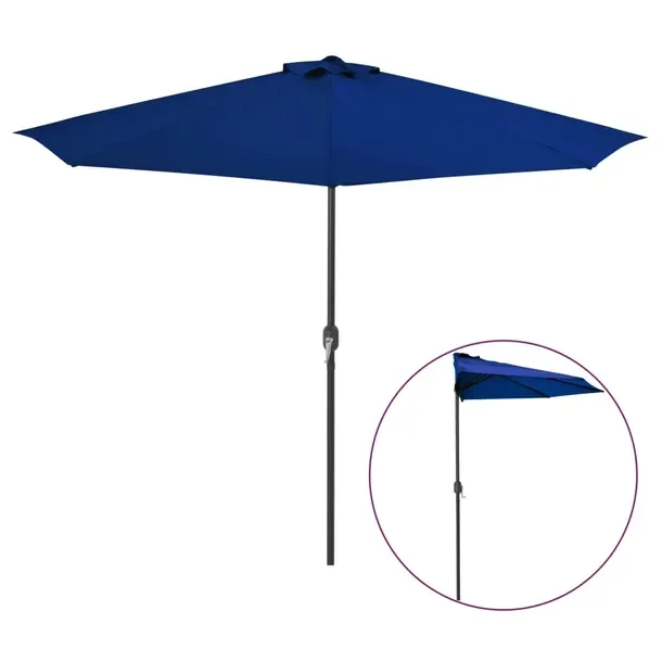 Półokrągły Parasol Balkonowy UV Niebieski 300x155x223 cm, Średnica Sł