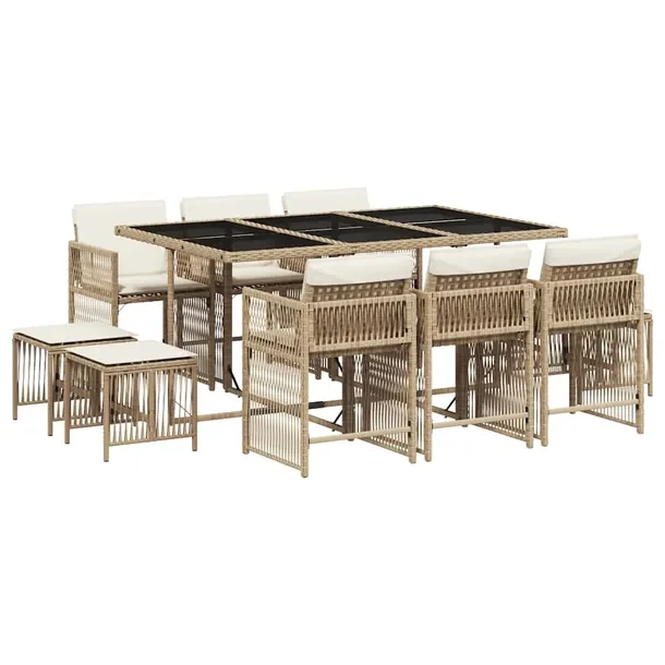 Zestaw mebli ogrodowych beżowy, rattan PE, wymiary 165 x 106 x 73 cm