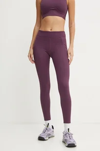 Reebok legginsy treningowe Lux Contour kolor bordowy gładkie 100206432 - Legginsy - miniaturka - grafika 1