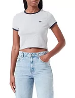 Koszule damskie - Superdry Vintage Ringer Crop tee Koszula damska, Szary Marl/Eclipse Navy, 36 - miniaturka - grafika 1