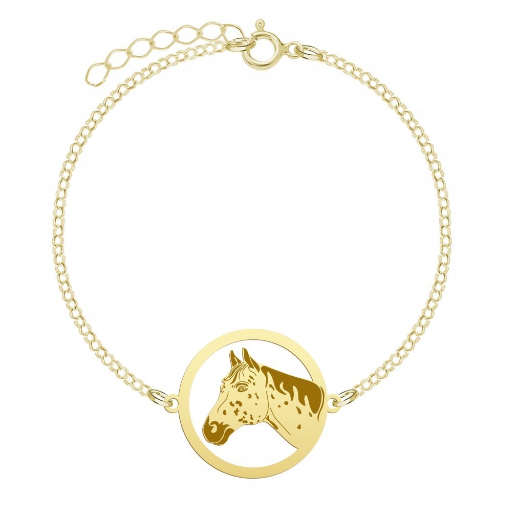 Bransoletka Złota Koń Appaloosa 925 Łańcuszek Biżuteria GRAWER GRATIS