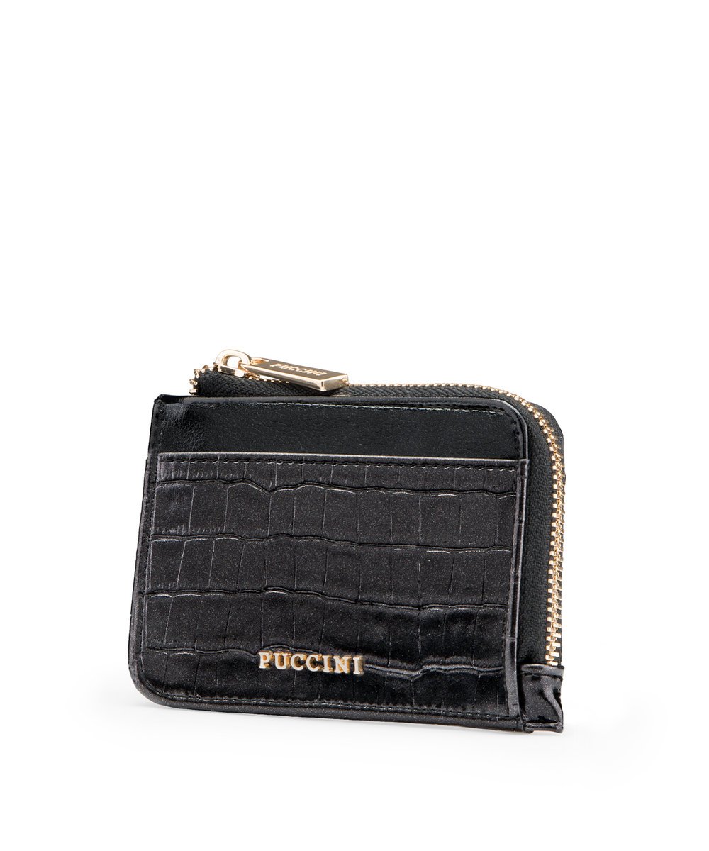 Portfel Damski Mały Na Zamek PUCCINI Czarny Skóra Ekologiczna BLP710-1