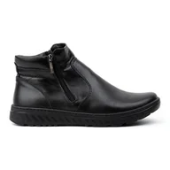 Sztyblety męskie - KOMODO Buty męskie sztyblety skórzane zimowe szerokie 925K Czarne - miniaturka - grafika 1