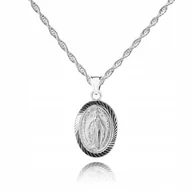 Łańcuszki - 925 Srebrny łańcuszek medalik DEDYKACJA 50cm S1M16 - miniaturka - grafika 1