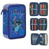 Piórniki - PIÓRNIK POTRÓJNY Z WYPOSAŻENIEM LILO&STITCH NIEBIESKI GIOTTO - miniaturka - grafika 1