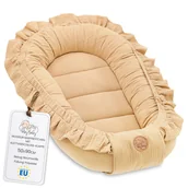 Kokony niemowlęce - Ciepły muślinowy kokon 90x50 cm - przytulanka kokon niemowlęcy zima/jesień kokon beżowy - miniaturka - grafika 1