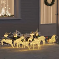 Ozdoby bożonarodzeniowe - vidaXL LED Renifery 7 pcs złoty tkanina - miniaturka - grafika 1