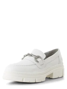 Tamaris - Skórzane loafersy damskie, biały - Baleriny - miniaturka - grafika 1