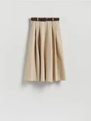 Spódnice - Reserved - Spódnica midi z paskiem - beżowy - miniaturka - grafika 1