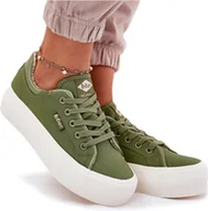 Trampki damskie - Trampki Damskie Na Platformie Lee Cooper LCW-25-31-3449L Zielone 39 - miniaturka - grafika 1