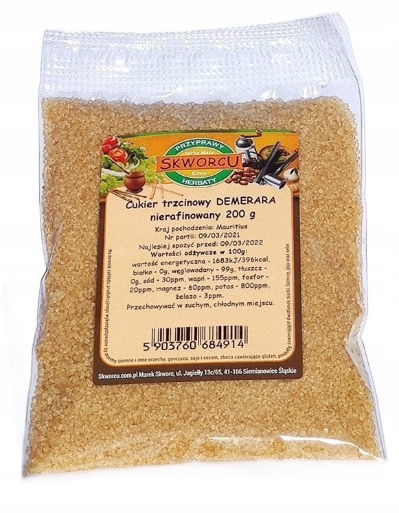 CUKIER TRZCINOWY NIERAFINOWANY 200g Mauritius