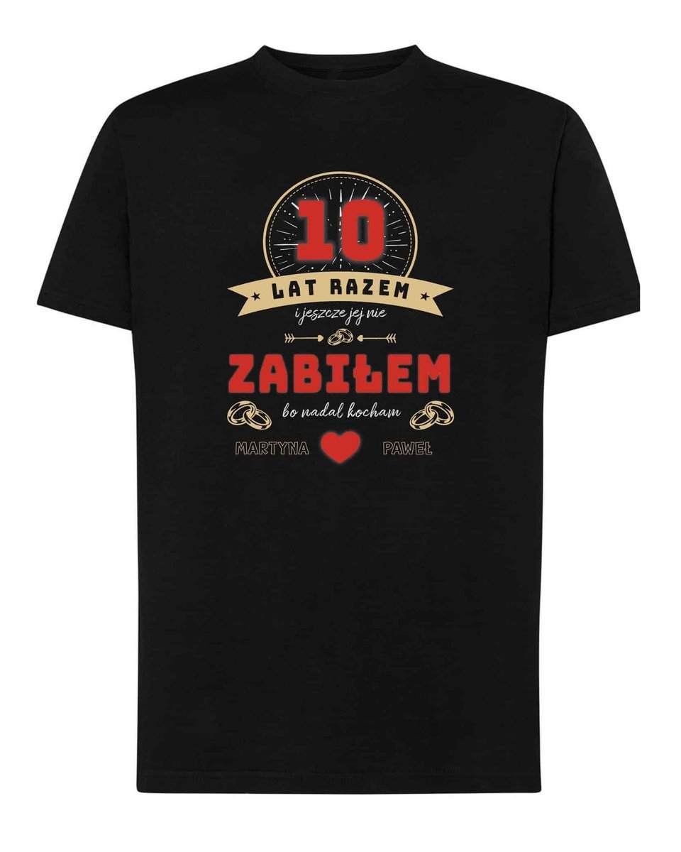 Koszulka dla Męża Rocznicowa Personalizowana Ślub Czarna L