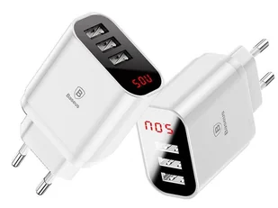 Baseus ładowarka sieciowa 3x USB Mirror Travel Charger biała CCALL-BH02 - Ładowarki do telefonów - miniaturka - grafika 6