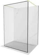 Ścianki i drzwi prysznicowe - Mexen Kioto ścianka prysznicowa wolnostojąca 110 x 200 cm, czarny wzór 8 mm, złota szczotkowana - 800-110-002-55-70 - miniaturka - grafika 1