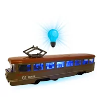 Samochody i pojazdy dla dzieci - TRAMWAJ METAL OTWIERANE DRZWI ŚWIATŁA DŹWIĘKI NAPĘD - miniaturka - grafika 1