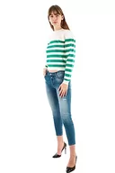 Swetry damskie - Morgan damski sweter z długim rękawem MJELY średniozielony TXS, Vegetal Green/Off White, XS - miniaturka - grafika 1