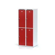 Szafki BHP - Alfa 3 Metalowa szafka ubraniowa 4-drzwiowa, drzwi czerwone, zamek cylindryczny 1261752 - miniaturka - grafika 1