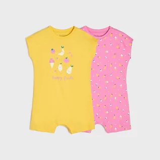 Piżamy dla dziewczynek - Sinsay - Rampersy 2 pack - Żółty - grafika 1
