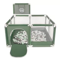 Łóżeczka i kojce - Selonis Boisko KK-100X z piłeczkami 6cm zielony: biały-szary-mięta 125x125x105/200piłek Zabawka kojec - miniaturka - grafika 1