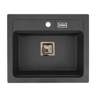 Zlewozmywaki - Zlewozmywak jednokomorowy YORK 59x50cm czarny nakrapiany - miniaturka - grafika 1