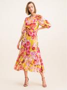 Sukienki - Pinko Sukienka letnia 20201 BLK01 1G14KD 7932 Kolorowy Regular Fit - miniaturka - grafika 1