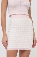 Spódnice - Guess spódnica z domieszką wełny kolor różowy mini ołówkowa - miniaturka - grafika 1