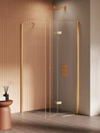 Kabiny prysznicowe - New Trendy Kabina New Soleo 90x90 kwadratowa gold brushed transparentne prawa K-4287 - miniaturka - grafika 1