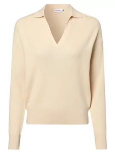 Calvin Klein - Sweter damski, beżowy - Swetry damskie - miniaturka - grafika 1