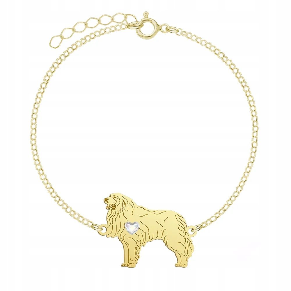 Bransoletka Złota z psem Pirenejski Pies Górski 925 Biżuteria GRAWER GRATIS