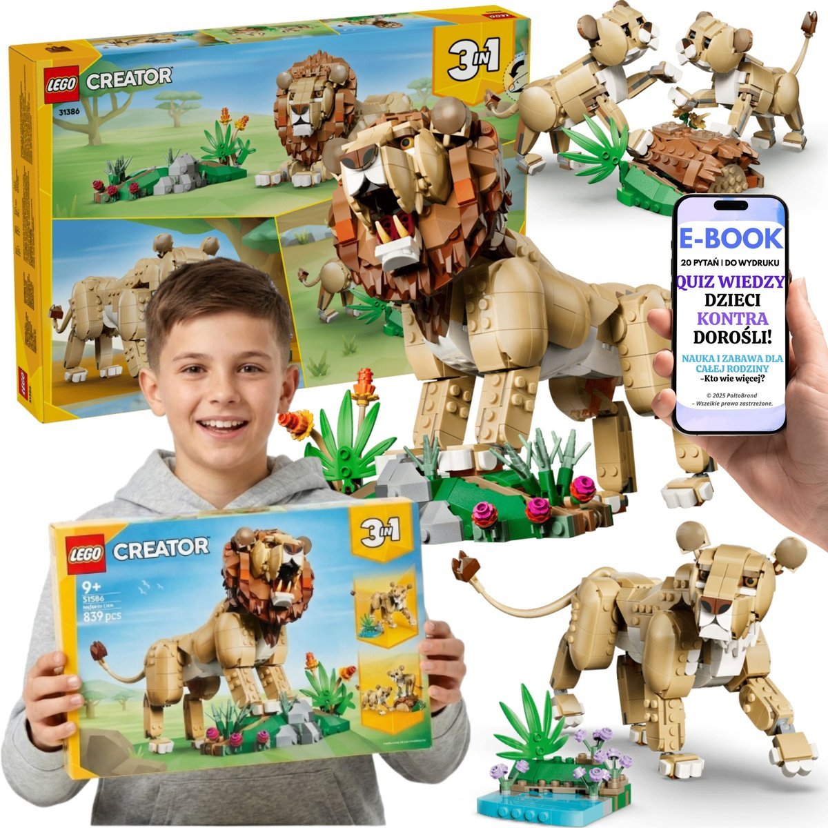 LEGO Creator Dumny Lew 3w1 31386 Zwierzęta Safari + E-BOOK-2