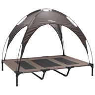 Legowiska dla psów - vidaXL Podwyższone Legowisko dla Psa z Daszkiem Brązowe XL Stal - miniaturka - grafika 1