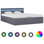 Łóżka - vidaXL Rama łóżka, podnośnik i LED, ciemnoszara, tkanina, 140 x 200 cm - miniaturka - grafika 1