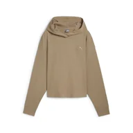 Bluzy sportowe damskie - Damska bluza z kapturem ESS ELEVATED PUMA Oak Branch Beige - miniaturka - grafika 1