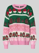 Swetry damskie - Sweter świąteczny o kroju regular fit z błyszczącymi detalami model ‘XMAS HOHO’ - miniaturka - grafika 1