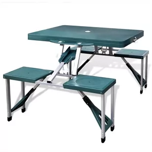 vidaXL vidaXL Zestaw kempingowy stół+krzesła aluminium kolor zielony - Latarki - miniaturka - grafika 1