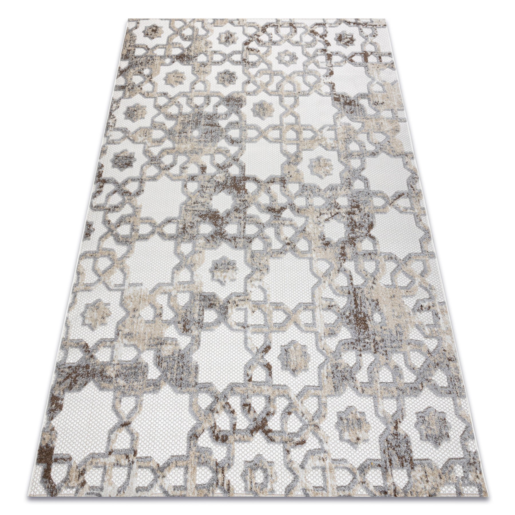 Dywan Strukturalny SOLE D3882 Ornament - płasko tkany beż / szary beżowy 140x190 cm