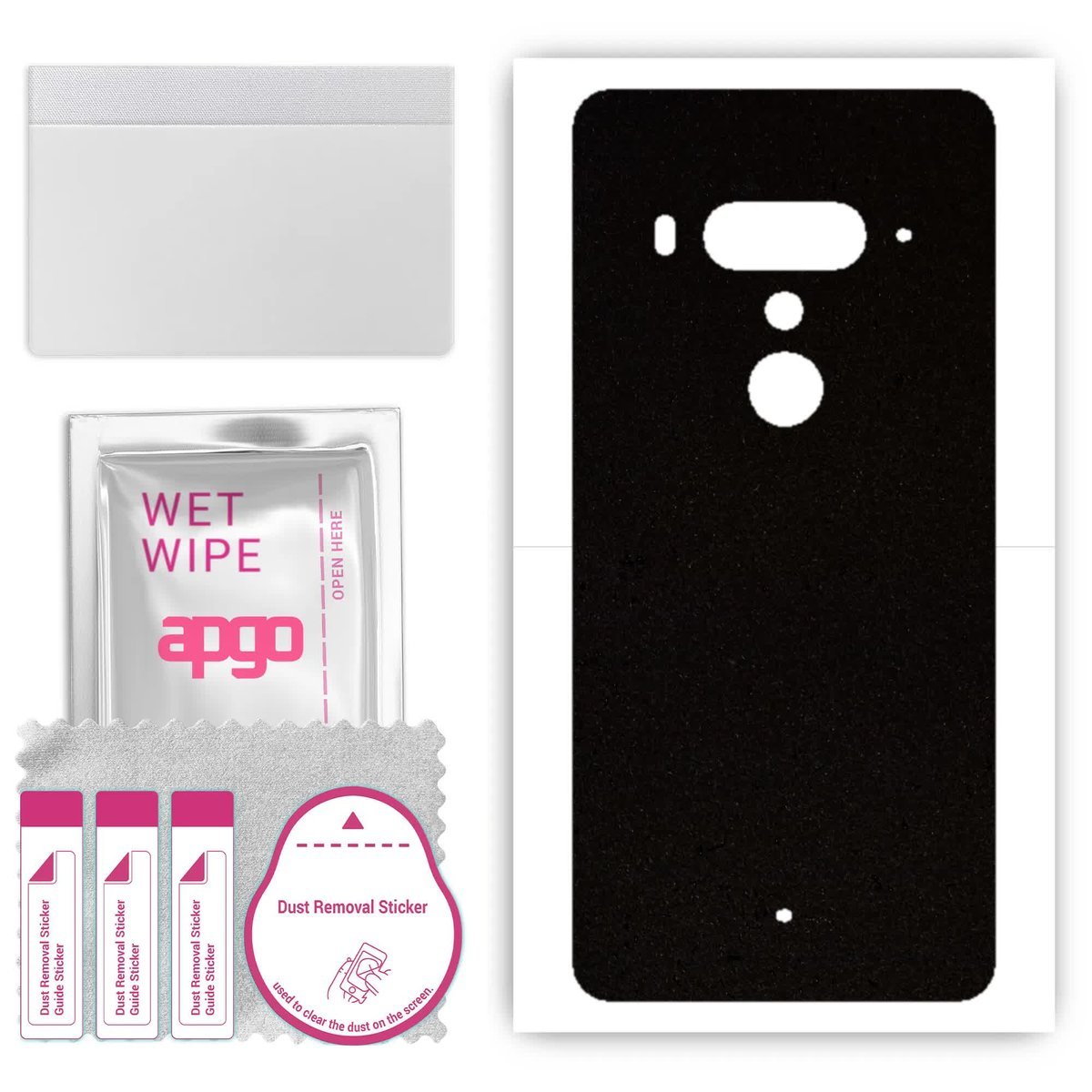 Folia naklejka skórka strukturalna na TYŁ Zamsz do HTC U12 Plus - Zamsz Czarny - apgo SKINS