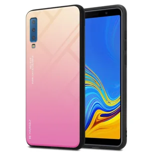 Pokrowiec Do Samsung Galaxy A7 2018 Etui w ŻÓŁTO - RÓŻOWY TPU Obudowa Case Cover Plecki Ochronny Cadorabo - Etui i futerały do telefonów - miniaturka - grafika 1