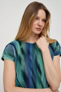 Bluzki damskie - Armani Exchange bluzka damska kolor niebieski wzorzysta - grafika 1