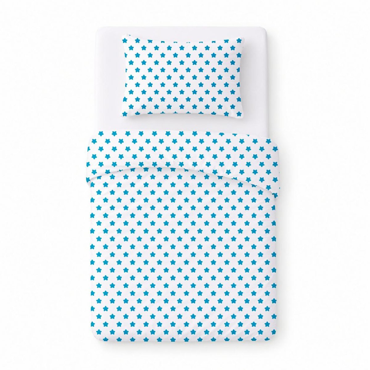 Pościel bawełniana dziecięca 100x135 biała w niebieskie gwiazdki, dziecięcy nowoczesny - COTTON HOME KIDS