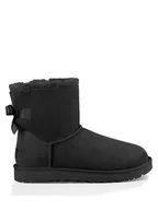 Botki damskie - UGG Skórzane botki "Mini Baily Bow" w kolorze czarnym - miniaturka - grafika 1