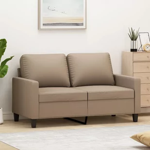 vidaXL 2-osobowa sofa, kolor cappuccino, 120 cm, sztuczna skóra - Sofy i kanapy - miniaturka - grafika 1