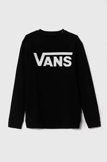 Bluzy dla dziewczynek - Vans bluza bawełniana dziecięca VANS CLASSIC CREW kolor czarny z nadrukiem - grafika 1