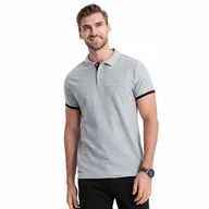 Koszulki męskie - Koszulka męska polo bawełniana jasnoszara V7 OM-POSS-0113 XL - miniaturka - grafika 1