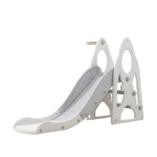 Zjeżdzalnia Rakieta Dla Dzieci Do Domu I Ogrodu Z Koszykówką Biało Szara - Place zabaw Zjeżdzalnia Rakieta Dla Dzieci Do Domu I Ogrodu Z Koszykówką Biało Szara - Place zabaw - miniaturka - grafika 1